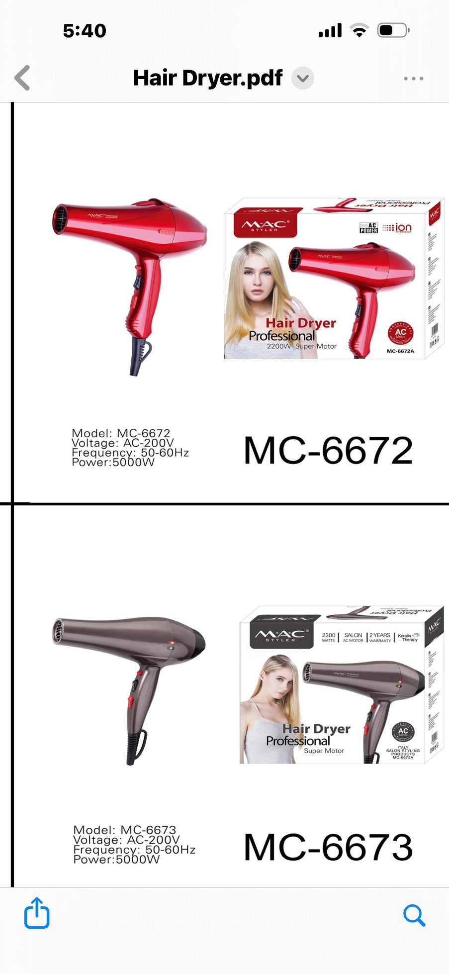 Secadoras de PELO MAC